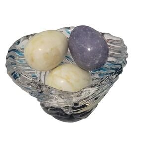 Heavy Glass Bowl Thick Crystal Centerpiece Modern Decor Artistic Tableware